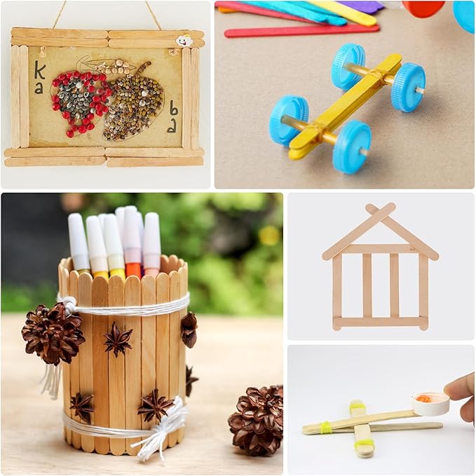 2000 Pcs 4.5" Wooden Craft Sticks, Ice Cream Sticks,Natural Wood Popsicle Stick for Waxing, DIY Wood Crafts, Hair Removal and Waxing Supplies, Paint Stirrer, Art Projects and Ice Pop Sticks