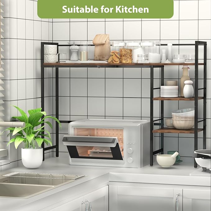 Desk Shelf, 38.5 Inch Desk Hutch for Computer Monitor, Computer Desktop Bookshelf Storage Rack Adjustable Desk Hutch Top Only, 3 Tier Desk Organizer Shelf for Office Home, Rustic