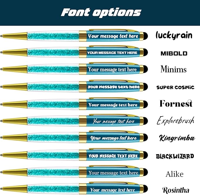 Personalized Pens Bulk Custom Customized Pen with Stylus Free Engraving Ballpoint Pens Set with Your Name Text for Business Women Men Graduation Wedding Christmas Gift 12pcs/Pack