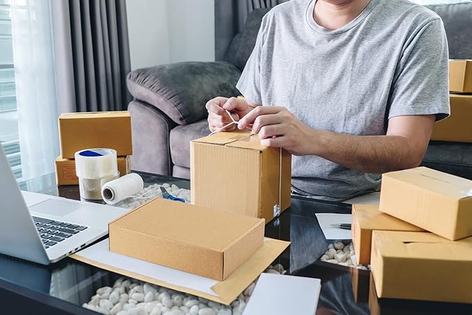 Eupako 7x5x2 Shipping Boxes Small Corrugated Cardboard Box - 25 Pack Brown Mailing Boxes for Packaging Small Business, Mailer Box