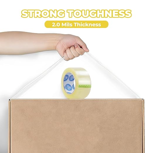 2.0 mils Heavy Duty Shipping Packing Tape, 2 Inch x 110 Yards (36 Rolls) Clear Packaging Tape for Moving, Sealing Boxes, Strong Adhesive, Bubble Wrap & Cardboard Box Sealing