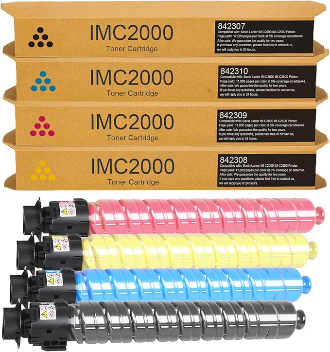 IM C2000 IM C2500 Compatible Toner Cartridge Replacement for Ricoh 842307 842308 842309 842310 for IMC2000 IMC2500 Printer (4 Pack)
