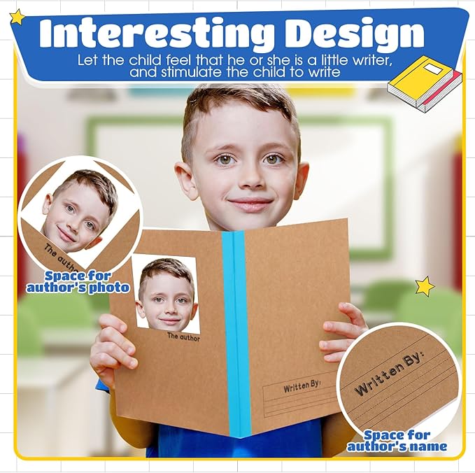 Henoyso 20 Pcs Primary Composition Notebook 9 3/4 x 7 1/2 Inch Kids Journal, Back to School Supplies, K-2 Primary Writing Notebook for Kids Student Draw and Write Story Journal (Blue)