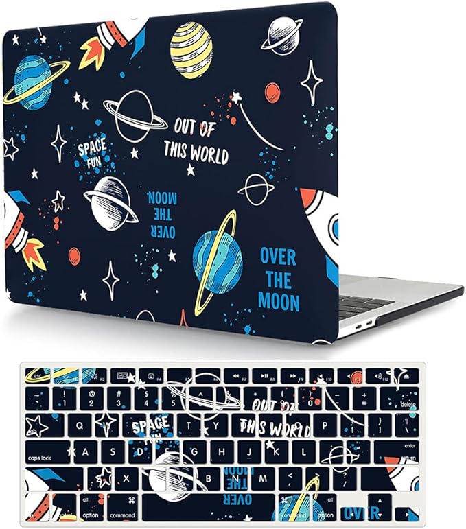 Bandless Case Compatible with MacBook Air 13 inch (Models: A1369 & A1466, Older Version 2010-2017), 2 in 1 Plastic Hard Shell Protective Case Cover & Keyboard Protector - Planet