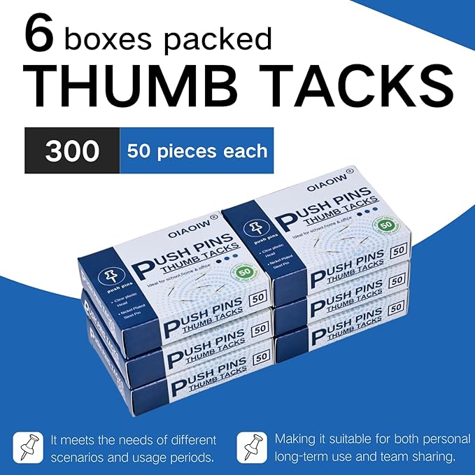 300pcs Clear Push pins for Bulletin Board Thumb Tacks for Walls pushpins Wall pins