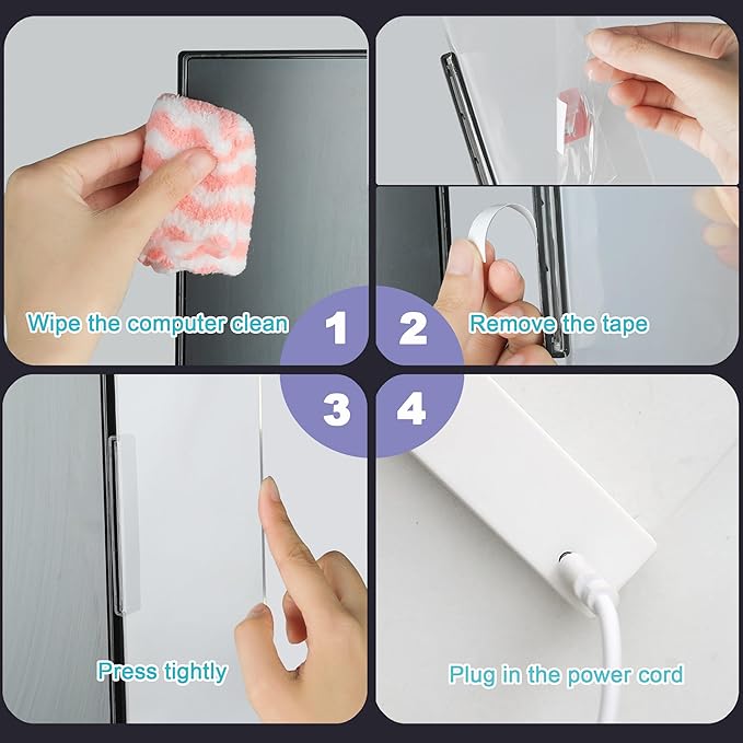 LED Memo Board with Sticky Note Holder, Clear Acrylic Computer Monitor Organizer, Office Supplies, Work from Home Essentials, Multifunction Workspace Accessories