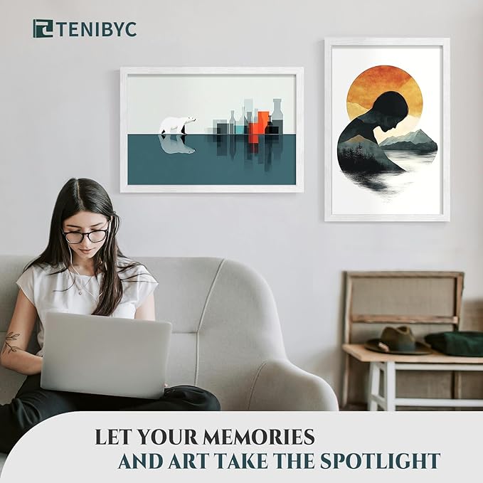 16x24 Poster Frame 4 Pack - White Solid Wood Picture Photo Frame - Woodgrain Series - Room, Office, Gallery, Studio Display - Wall Hanging