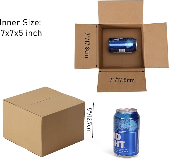 CRUGLA 40 Packs 7x7x5 Shipping Boxes for Small Business, Corrugated Cardboard Boxes Bulk for Shipping Packing Mailing