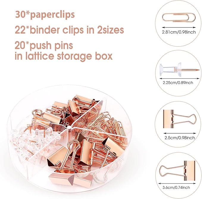 Rose Gold Desk Organizers and Accessories Office Supplies Set Stapler, Pen Holder, Phone Holder, Scissors, Pen, Ruler, 30 Paper Clips, 22 Binder Clip, 20 Tacks and 1000pcs Staples