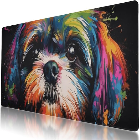 Rainbow Shih Tzu Mouse Mat - XL Gaming Mouse Pad with Non-Slip Rubber Base for Home and Office Use