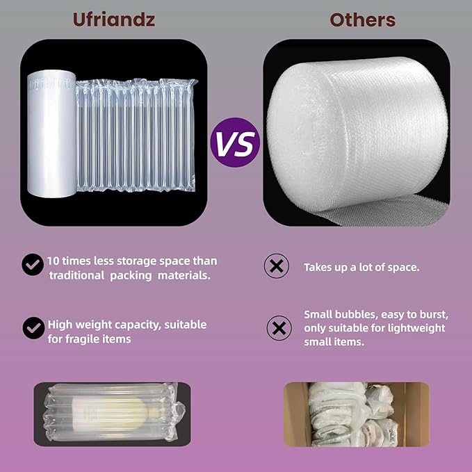 Large Bubble Cushioning Wrap 15.7" x 262 Ft Inflatable Air Pillow for Shipping Packing Moving Heavy Duty Eco-Friendly Packing Supplies for Fragile Items with Pump, Glass Bottle Packaging