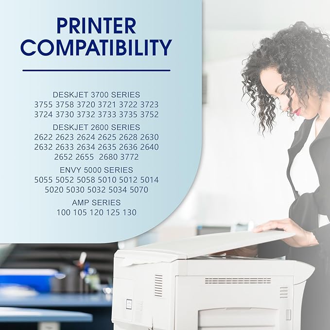 65XL 65 Ink Cartridges Black/Color Combo Pack Compatible for HP Ink 65 Works with Envy 5052 5055 5070 deskje 2600 2622 2652 2655 3700 3755 3772 (1 Black, 1 Color) 2-Pack