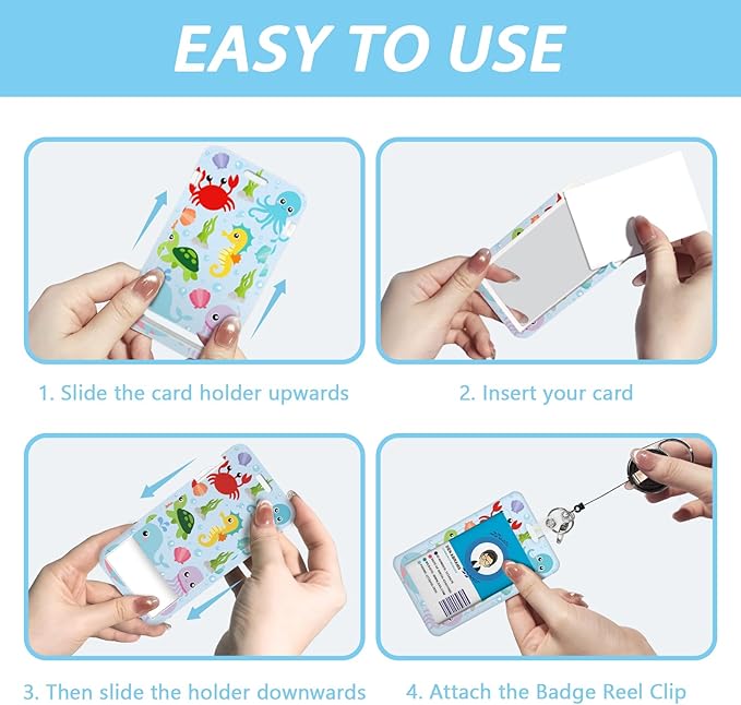 Gctriki Ocean Theme ID Badge Holder with Lanyard - Cute Sea Animals Design - Retractable Clip for Nurses, Teachers, School Staff - Cute Teacher Appreciation Gift & School Supplies