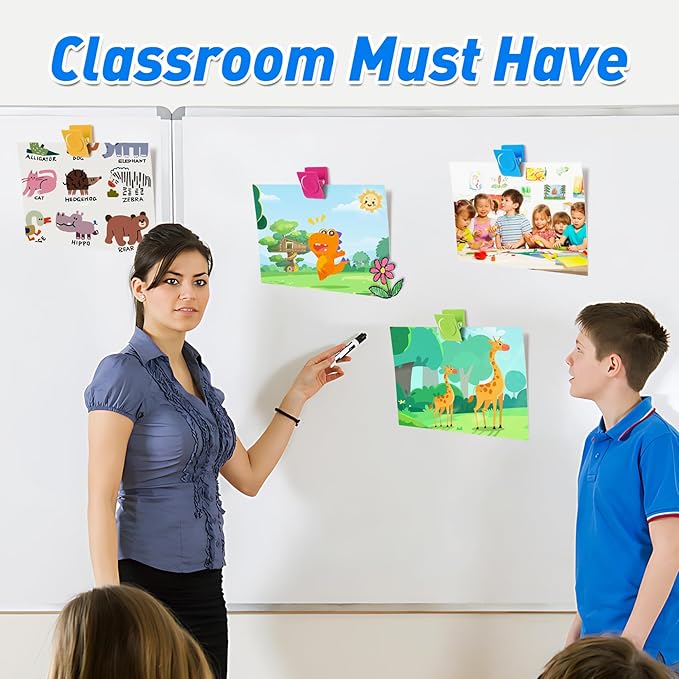 VNDUEEY 8 Pack Strong Magnetic Clips, Fridge Magnets Refrigerator Magnet, Magnetsfor Whiteboard, Magnet Clips Heavy Duty, Assorted Colors Strong Clip with Magnets for Home, Classroom, Office