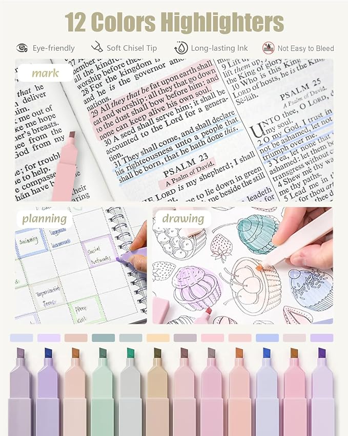 Four Candies 39 PCS Aesthetic School Supplies with Cute Pen Case, 12 Pastel Highlighters, 5 Black Ink Gel Pens, 6 Mechanical Pencils Set for Students Stationary College Essentials (Pink)