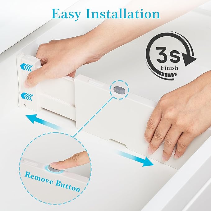 Vtopmart Drawer Dividers for Clothes 8 Pack, Adjustable 4" High Expandable from 11.6"-17" Dresser Drawer Organizer, Plastic Drawers Separators for Dresser, Baby Clothes, Kitchen and Office Storage