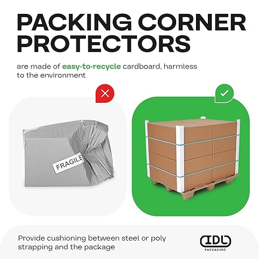 IDL Packaging 2” x 2” x 48” Cardboard Edge Protector (Pack of 20) - Corner Protectors for Shipping, Storage, & Moving – Reinforced Corner Guard Protection for Pallets, Wall Corners, & Furniture