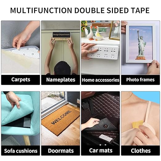 Birllaid Double Sided Fabric Tape Heavy Duty,Double Stick Carpet Tape,Fabric Tape Multifunctional Double Sided 1inch/2inchx33FT10m High Stickness Strong 2 Sided Tape 2 Rolls