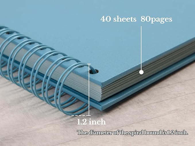 potricher 8 x 8 Inch DIY Scrapbook Photo Album 80 Pages Thick Kraft Blank Blue Paper Memory Book for Wedding and Anniversary Family (Blue, 8 Inch)