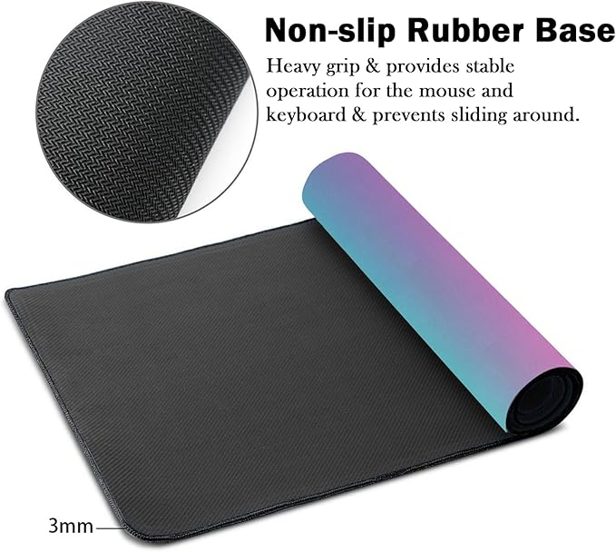 Mrcrypos Turquoise Large Mouse Pad Blue Purple Desk Mat for Desktop, Waterproof Desk Pad with Stitched Edges, Computer Keyboard Gaming Mouse Pads for Women Office Home 31.5" x 15.7"