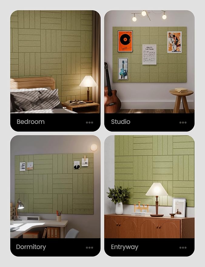 Large Felt Bulletin Board 48" x 36" Cork Board Alternative-12 Pack with 70 Safe Removable Adhesive Tabs, Cork Boards for Walls Cork Board for Home Office Classroom Pin Board (Olive Green)