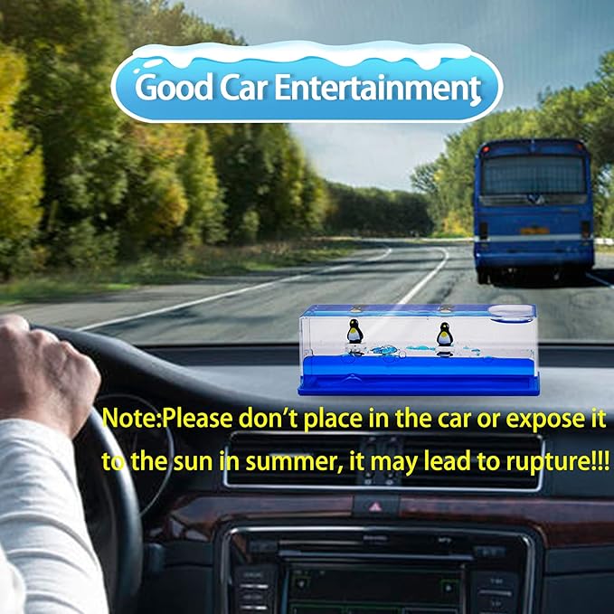 Honsheng Unsinkable Surfing Penguin Liquid Wave Paperweight Desk Sensory Toy Gifts for Kids Desk Stress Relievers for Adults