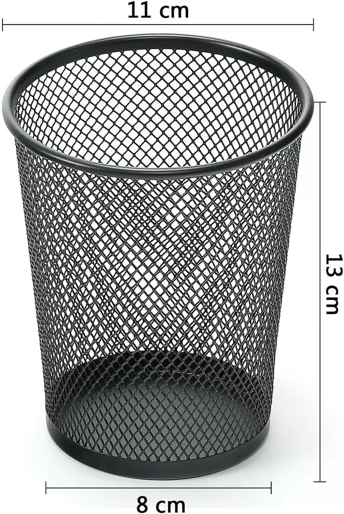 Fengtaiyuan Black Metal Mesh Pen Holder, 6-Pack Desktop Storage, Pencil Cup for Office, Desktop Organizer, Office Storage Box (T16)