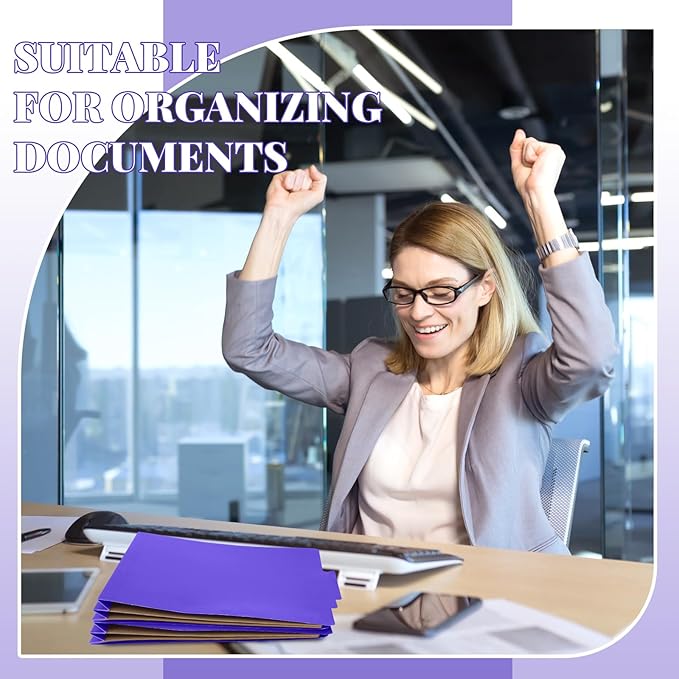 Skyygemm 24 Pcs Classification Folders Letter Size, 2 Pocket Dividers Pressboard File Folder with Fasteners, Expanding File Organizer Bulk for Teachers, Clergy, Office, Church, Christmas (Purple)