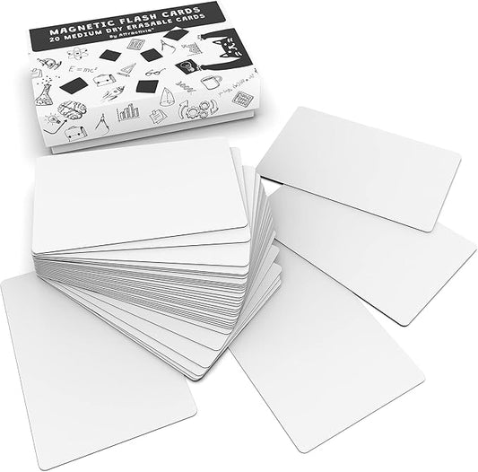 Dry Erase Magnetic Labels 3.7 x 2.8 in, Medium Dry Erase Magnets, 20-Pack, White Erasable Write-On All-Purpose Labels, for Office, Education, Home, Whiteboard