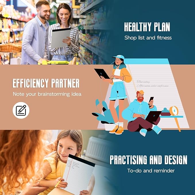 White Legal Note Pads 8.5X 11'', 24 Pack Legal Paper Note Pads, Micro Perforated Wide Ruled Lined Writing Pads 30 Sheets per Notepad Double-Side Printed Legal Note Pad 8.5x11 for Home, Office, School