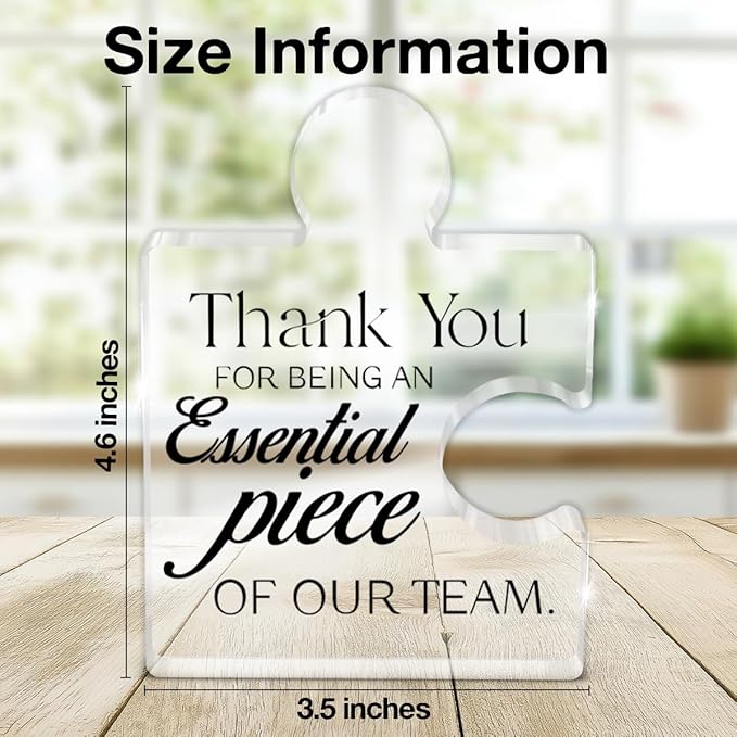Team Appreciation Gifts for Employees, Thank You Gift for Coworkers, Best Teams Ever Gifts Thank You for Being an Essential Piece of Our Team Acrylic Puzzle Piece Plaque Office Decor