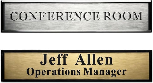 Personalized Name Plate for Door or Wall, 2 * 10 inch Custom Office Aluminum Door Name Plates with Two Lines Custom Text, Office Gifts for Coworkers Boss Teacher, Employee Appreciation Gifts