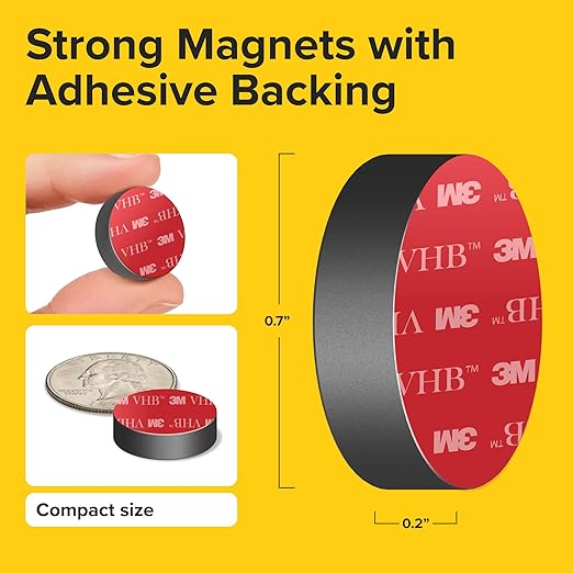 X-Bet Strong Magnets - Round Heavy Duty Craft Magnets with Adhesive Backing, 20pcs - 0.7 Inch