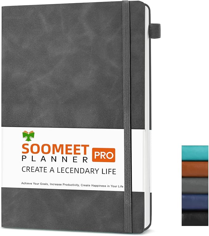 Lined Journal Notebook, 200 Pages, Leather Hardcover Notebooks, A5 College Ruled Thick Classic with Pen Loop Notebook Journals for Writing, for Women Men Office School, 5.75'' X 8.38'', Grey