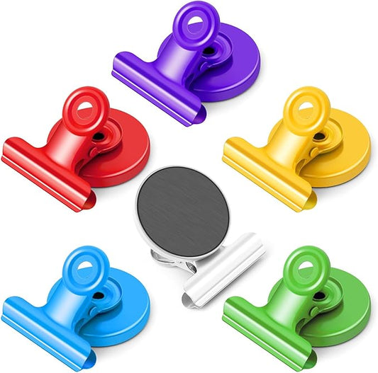 Grtard 6pack Magnetic Clips Heavy Duty, Magnet Clips for Fridge, Refrigerator Magnets, Strong Magnetic Clip,Scratch Free Magnets with Clip for Refrigerator, Whiteboard, Classroom, Locker(Colorful)