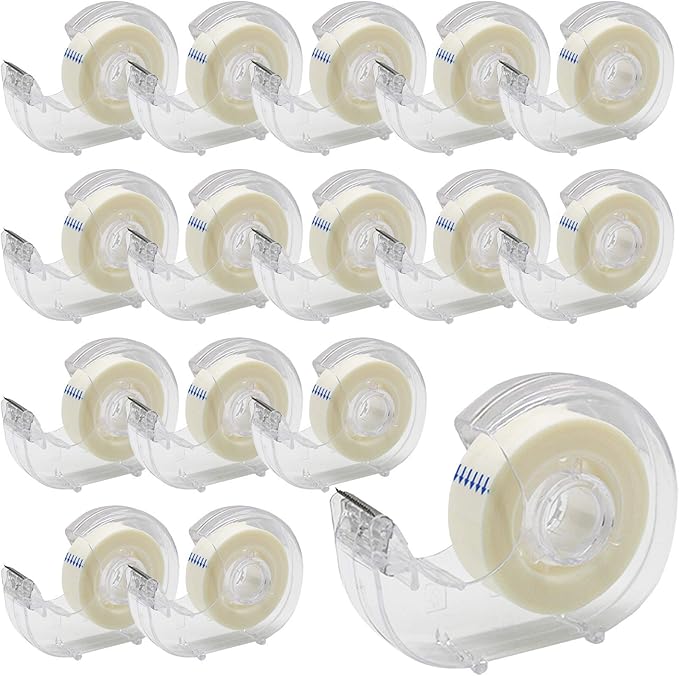 OWLKELA - 16 Pack 3/4" x 28 yds Invisible Tapes and Refillable Dispensers, Matte Finish Adhesive Tape, Tape Refill with Dispenser for Home, School