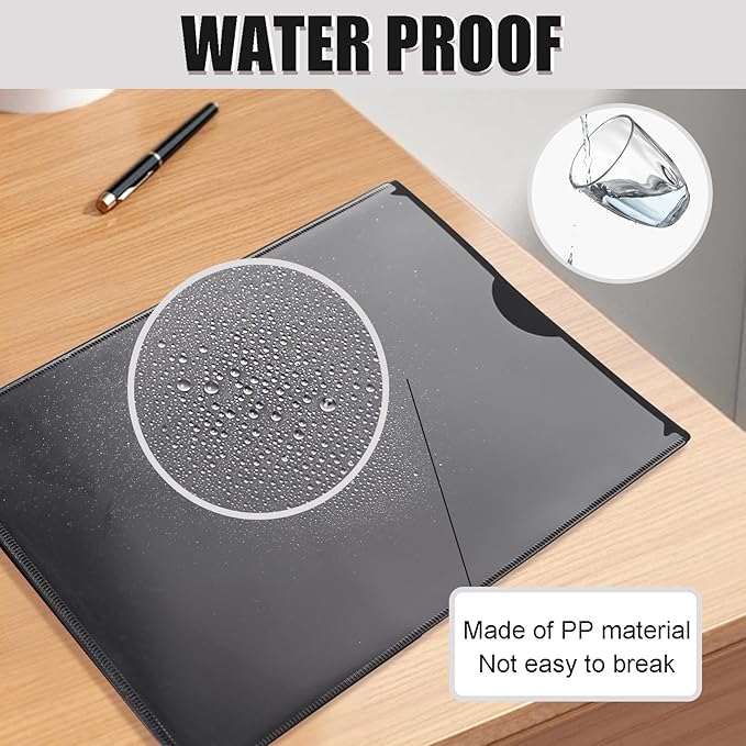 Pastel Plastic File Folders with Pockets and Prongs, 7 Pack, A4 Letter Size, Heavy Duty Waterproof Office Folders with Clear Front Cover for School, Home, and Office (Black)