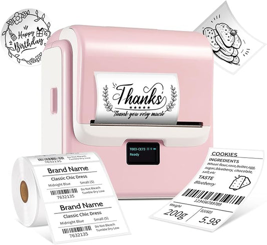 ORGSTA Label Maker Machine with Tape, T003 Thermal Label Maker, 2 Inch Bluetooth Label Printer Compatible with Phone & PC, Sticker Printer Barcode Thermal Maker for Small Business, Home, School