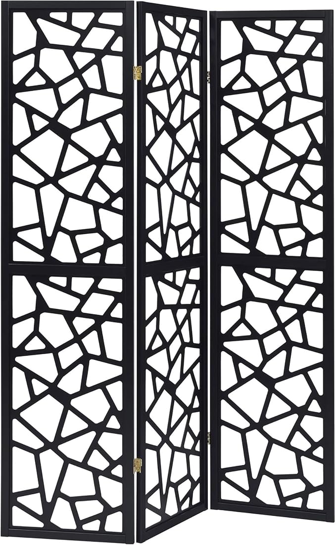 NicBex Room Divider 3 Panel Room Dividers with Complex Pattern Designs Partition Room Dividers and Folding Privacy Screens Wall Divider for Home, Office, Room Separation,52"W x 0.75"D x 70.25"H, Black
