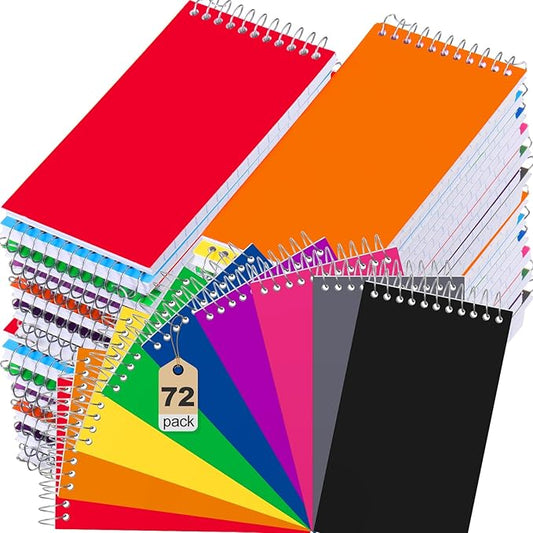 72 Pcs Small Pocket Notebooks 3 x 5 Inch Mini Memo Spiral Notepads Top Bound College Ruled Lined Note Pads for Back School Office Journaling Noting, 75 Sheets/Pad (Rainbow)