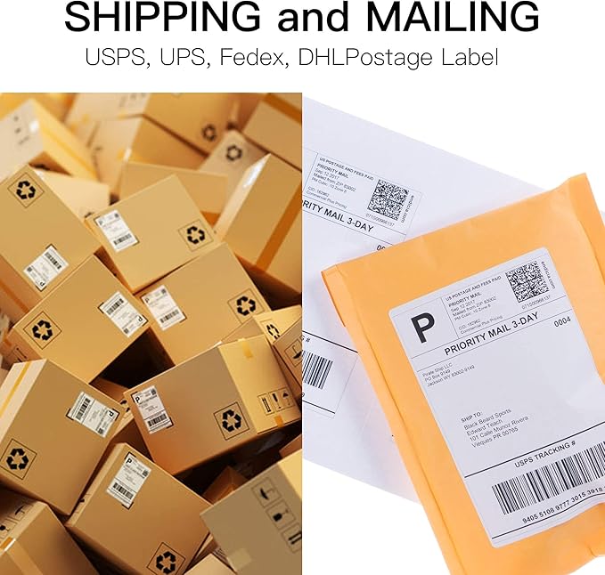 LotFancy 4x6 Thermal Labels, 440 Shipping Labels (2 Rolls) Compatible with DYMO LabelWriter 4XL 1744907, Perforated Postage Label for Rollo, Zebra Desktop Printers, Commercial Grade