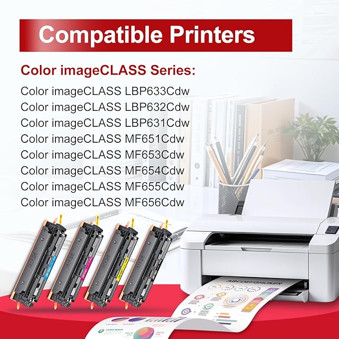 InkNI 067 067H Toner Cartridge Set Replacement for Canon 067 Toner Cartridge Set for Canon ImageCLASS MF656Cdw MF654Cdw LBP632Cdw LBP633Cdw MF653Cdw Printer Ink High Yield (Black Cyan Magenta Yellow)