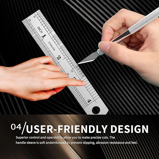 31-Pcs Exacto Knife Set,Precision Hobby Knife Set with Tweezers,Grindstone,Steel Ruler,SK5 Blades for Crafting,Modeling,Carving,Stencil-Craft Knife Storaged with Beautiful Plastic Case