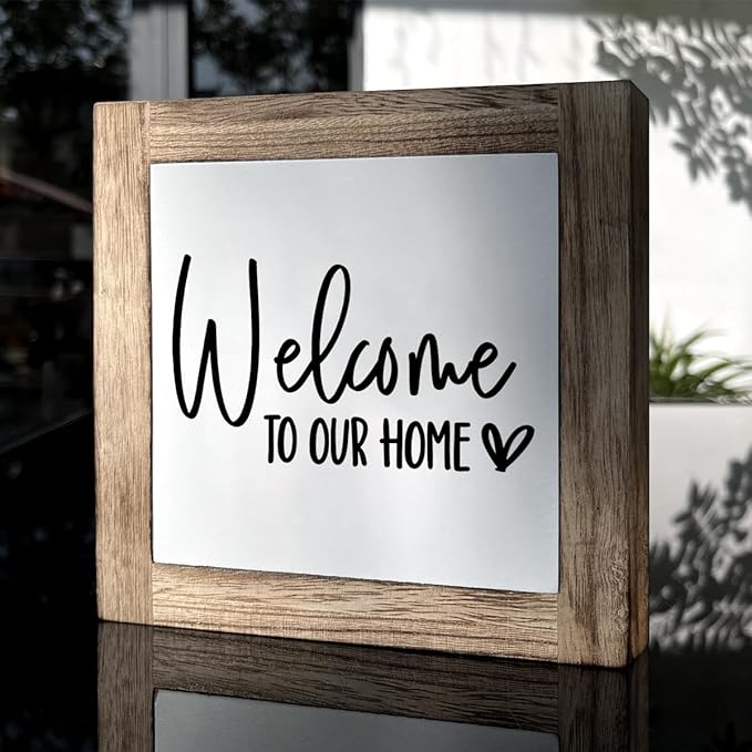 Welcome Sign, Wooden Box Signs for Home Decor, Freestanding Welcome Decor Sign, Farmhouse Decor for Entryway, Front Door Decortion, Housewarming Tabletop Decortion