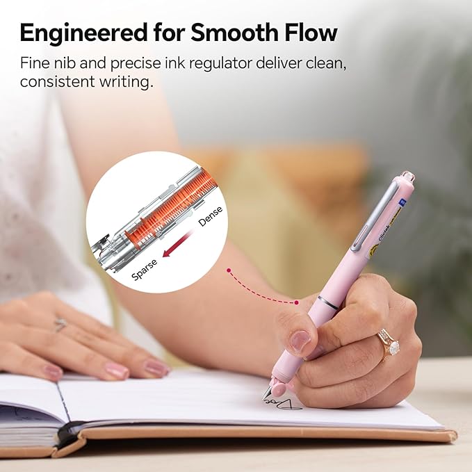 WRITECH Left Handed Fountain Pen: Fine Nib Retractable Style Black Ink Set Includes 5 Ink Cartridges Smooth Writing for Calligraphy Journaling Office Gift