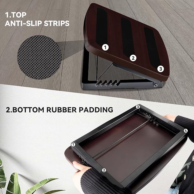 Adjustable Foot Rest for Under Desk at Work,Ergonomic Foot Stool Under Desk for Office with 6 Angles,Wooden Footrest Suitable for Home,Office