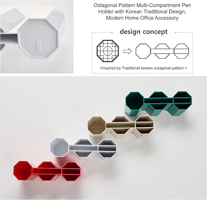 AonT Design Small Desk Organizer - White Pen Tray & Holder (Multi-Compartment) (Made in Korea) – Modern Office Storage Supplies Organizer and Aesthetic Decor for Accessories