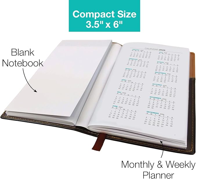 2026 Pocket Planner/Pocket Calendar, 3.5"x6": Includes 14 Months (November 2025 - December 2026) / 2026 Weekly Planner/Weekly Agenda/Monthly Calendar Organizer (Brown/Black)