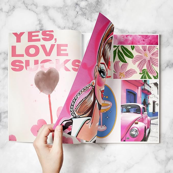 EggSun Vision Board Supplies with 1200+ Images & Quotes Collage Magazine Book, Wall Clip Art Scrapbook Journal Kit for Vision Board Making Beginners Women Men Teen Girls Coquette Room Decors (Preppy)