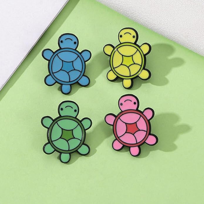 4Pcs Funny Colorful Turtle Brooch, Cute Animal Turtle Enamel Pin, Cartoon Alloy Brooch Suitable for Decorating Clothes, Bags, Hats, Gifts and Parties